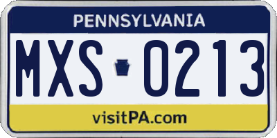 PA license plate MXS0213