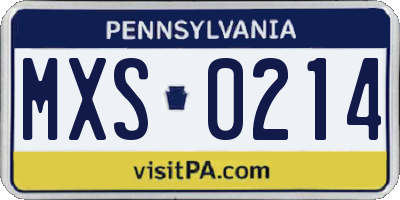 PA license plate MXS0214