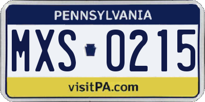 PA license plate MXS0215
