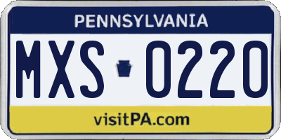 PA license plate MXS0220