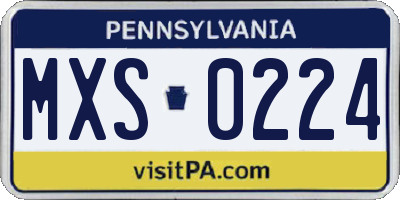 PA license plate MXS0224