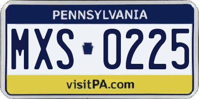 PA license plate MXS0225