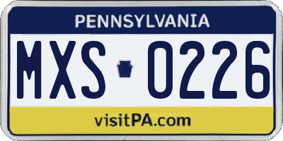 PA license plate MXS0226