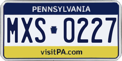 PA license plate MXS0227