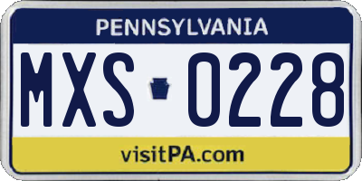 PA license plate MXS0228