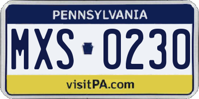 PA license plate MXS0230