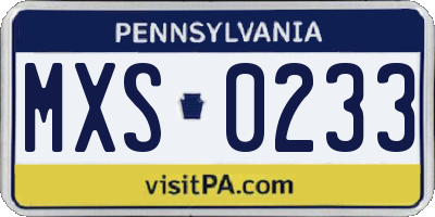 PA license plate MXS0233