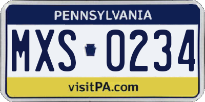 PA license plate MXS0234
