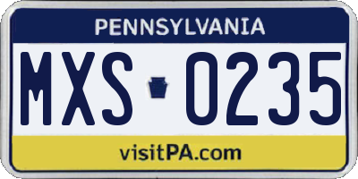 PA license plate MXS0235