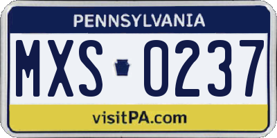 PA license plate MXS0237