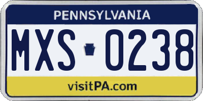 PA license plate MXS0238