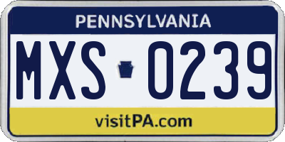 PA license plate MXS0239