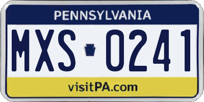 PA license plate MXS0241
