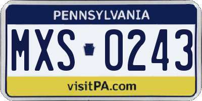 PA license plate MXS0243