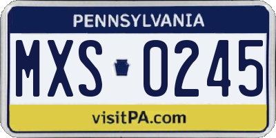 PA license plate MXS0245