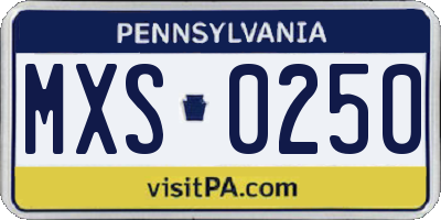 PA license plate MXS0250