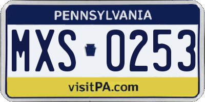 PA license plate MXS0253