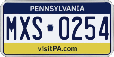 PA license plate MXS0254