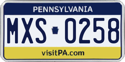 PA license plate MXS0258