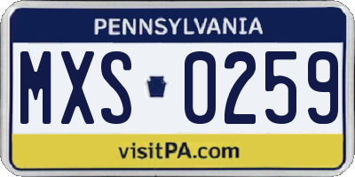 PA license plate MXS0259