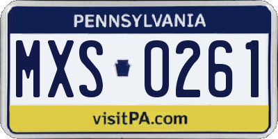 PA license plate MXS0261