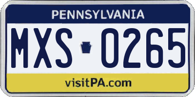 PA license plate MXS0265