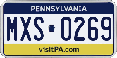 PA license plate MXS0269
