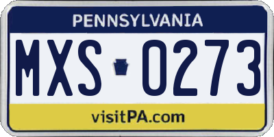 PA license plate MXS0273