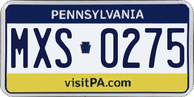PA license plate MXS0275