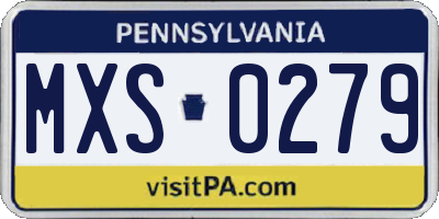 PA license plate MXS0279