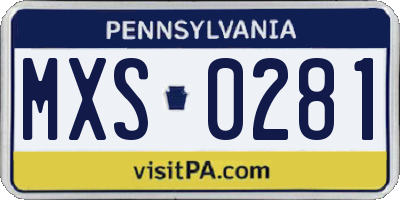 PA license plate MXS0281