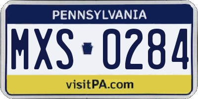 PA license plate MXS0284