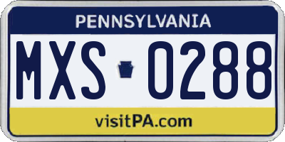 PA license plate MXS0288