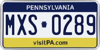 PA license plate MXS0289