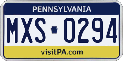 PA license plate MXS0294