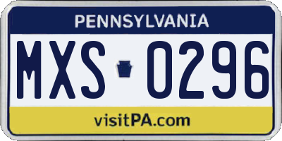PA license plate MXS0296