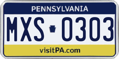 PA license plate MXS0303