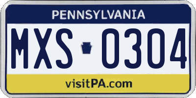 PA license plate MXS0304