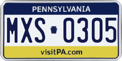 PA license plate MXS0305