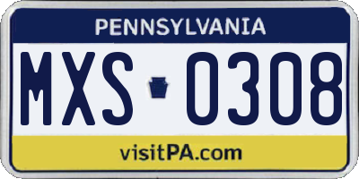 PA license plate MXS0308