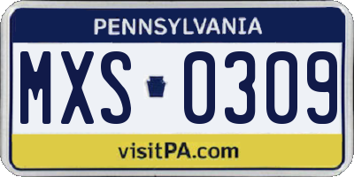 PA license plate MXS0309