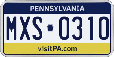 PA license plate MXS0310