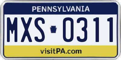PA license plate MXS0311
