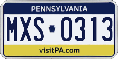 PA license plate MXS0313