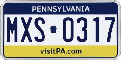 PA license plate MXS0317
