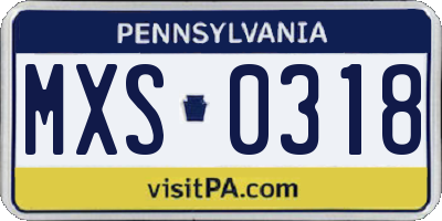 PA license plate MXS0318