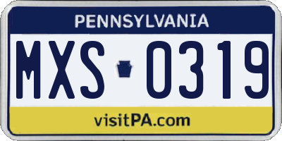PA license plate MXS0319