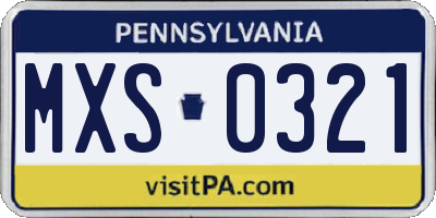 PA license plate MXS0321