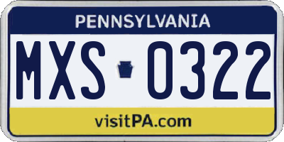 PA license plate MXS0322