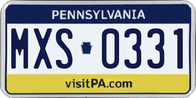 PA license plate MXS0331